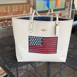 Coach Reversible City Tote With Americana Flag Motif